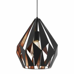 modern diamond geometric black and copper pendant light - Stillorgan Decor