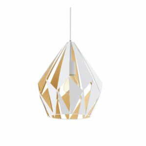 modern diamond geometric white and gold pendant light - Stillorgan Decor