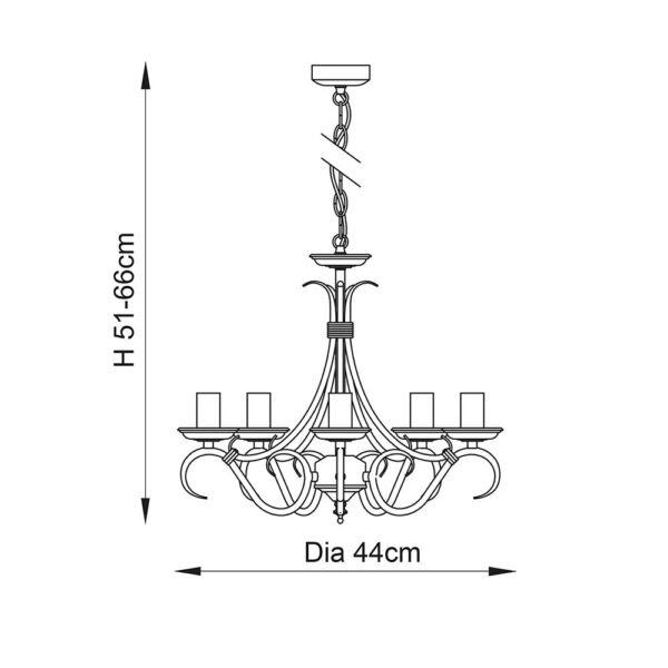 traditional scrolled arm 5 light ceiling pendant antique brass - Stillorgan Decor