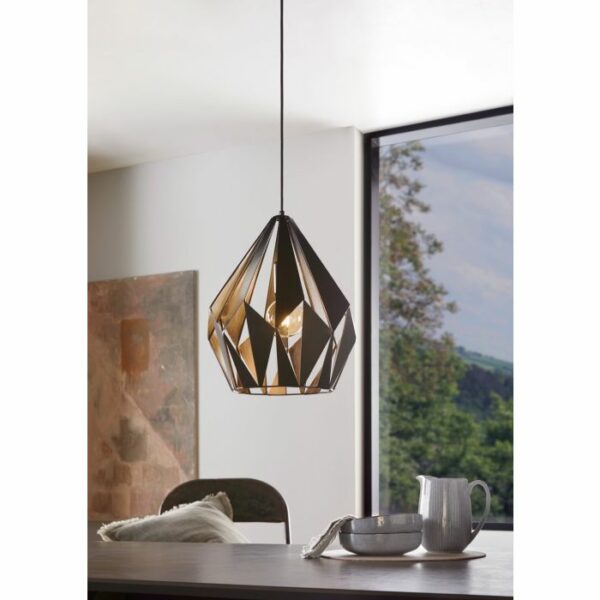 modern diamond geometric black and silver pendant light - Stillorgan Decor