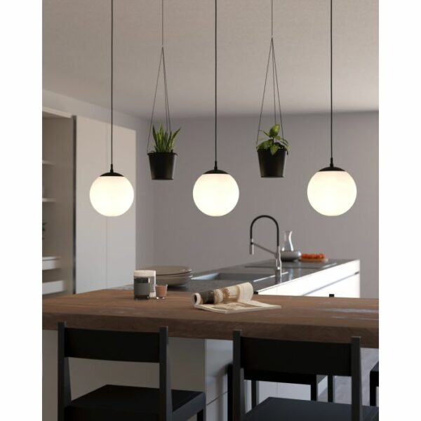 contemporary opal glass 3 globe bar pendant light black - Stillorgan Decor