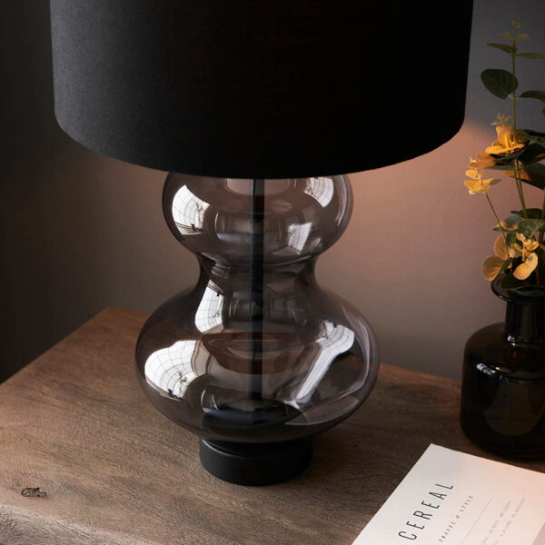 shaped glass touch table lamp matt black - Stillorgan Decor