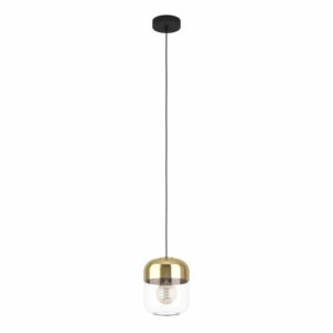 modern clear glass and gold single pendant light - Stillorgan Decor