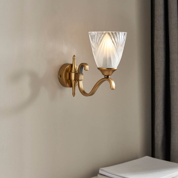 art deco style single light wall light antique brass - Stillorgan Decor