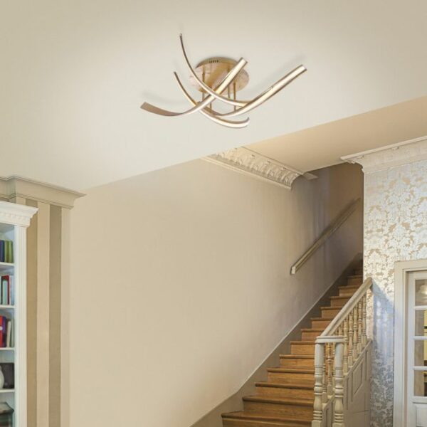 curved 4 arm gold led ceiling light - Stillorgan Decor