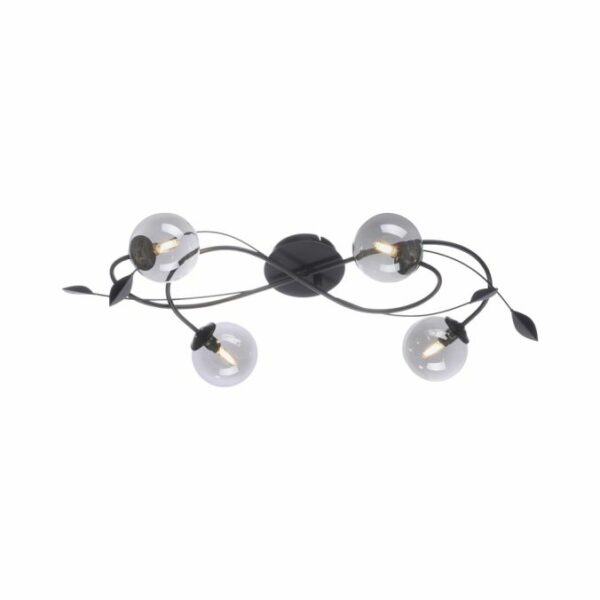 petal and globe 4 light led ceiling light black - Stillorgan Decor
