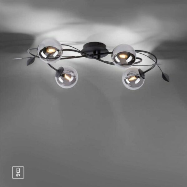 petal and globe 4 light led ceiling light black - Stillorgan Decor