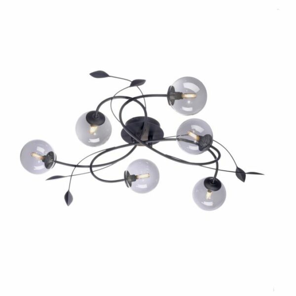 petal and globe 6 light led ceiling light black - Stillorgan Decor