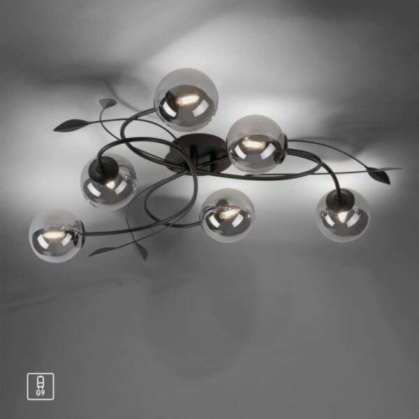 petal and globe 6 light led ceiling light black - Stillorgan Decor