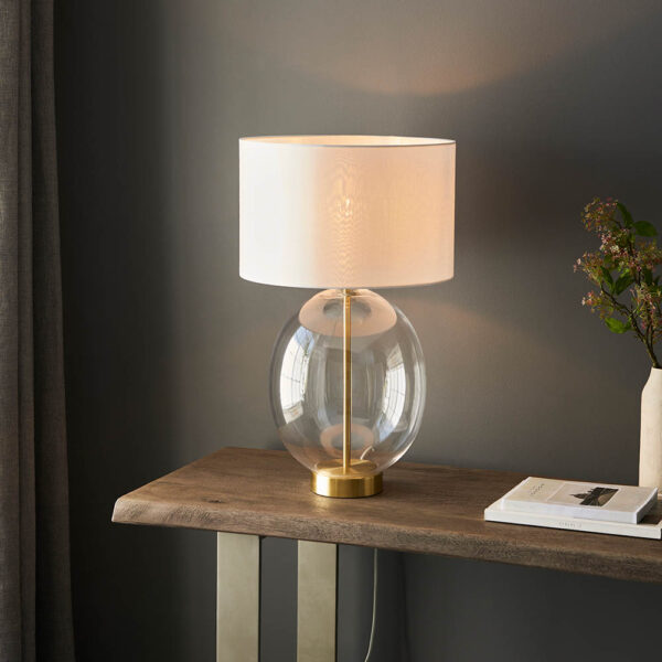 oval glass touch table lamp satin brass - Stillorgan Decor