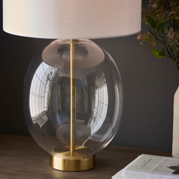 oval glass touch table lamp satin brass - Stillorgan Decor