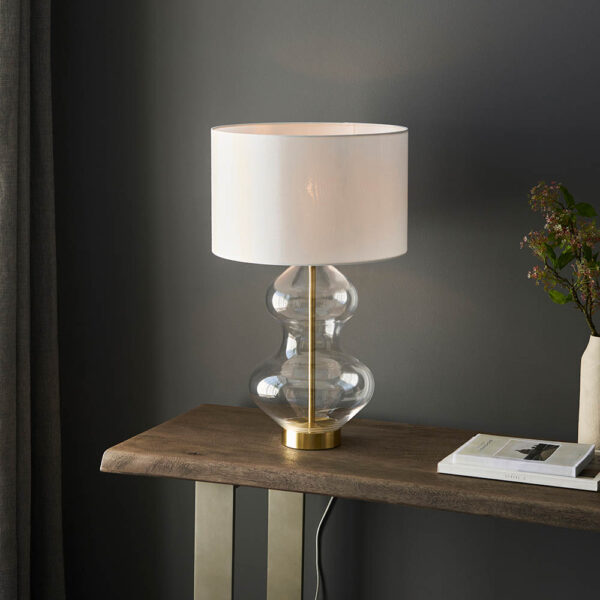 shaped glass touch table lamp bright nickel - Stillorgan Decor