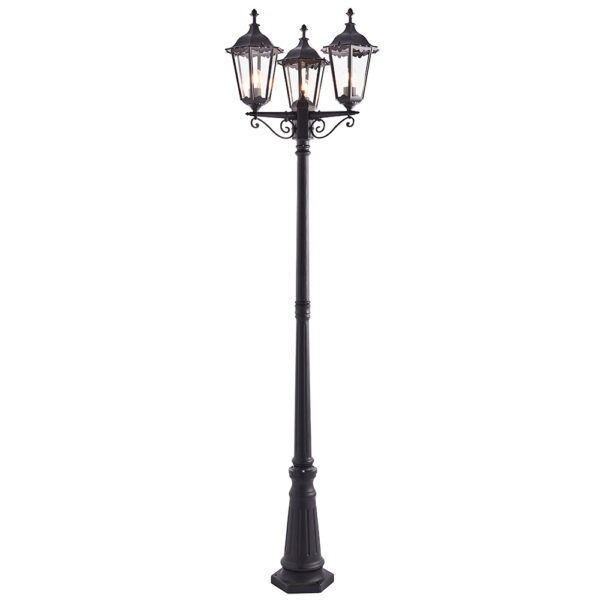 timeless traditional exterior 3 light lamp post black - Stillorgan Decor