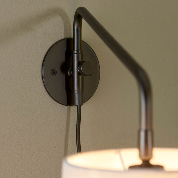 modern shaded plug in swing arm wall light medium black - Stillorgan Decor