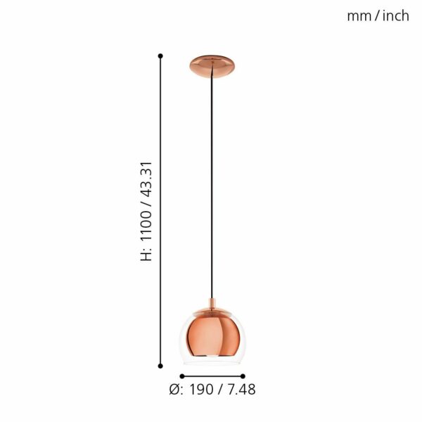 contemporary copper and clear glass dome pendant light - Stillorgan Decor