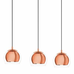 contemporary 3 light copper and clear glass dome bar pendant light - Stillorgan Decor