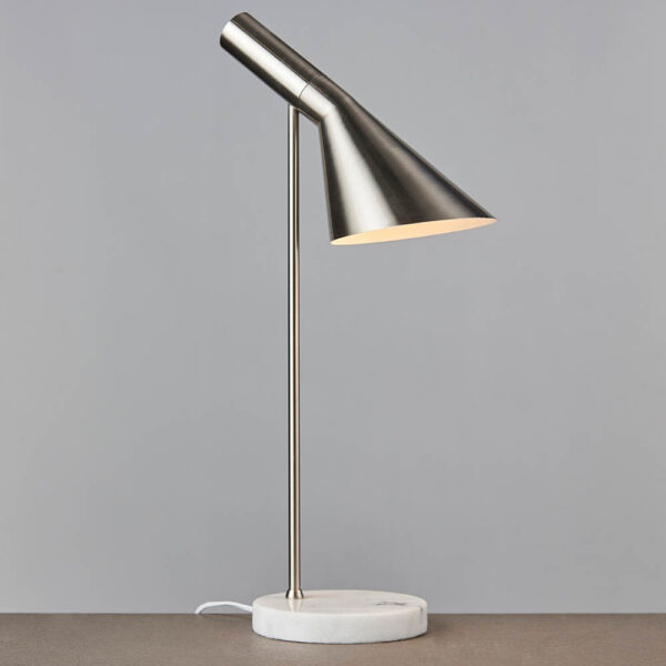 industrial style chrome designer task lamp marble base - Stillorgan Decor