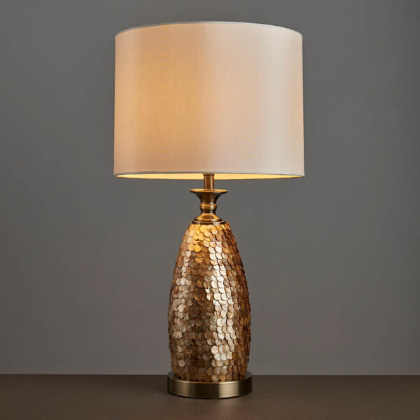exquisite antique brass effect capiz table lamp - Stillorgan Decor