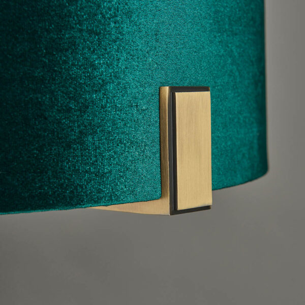 sophisticated table lamp antique brass with rich green velvet shade - Stillorgan Decor