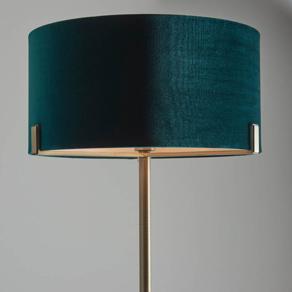 sophisticated floor lamp antique brass with rich green velvet shade - Stillorgan Decor