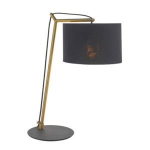 angular table lamp matt brass with black shade - Stillorgan Decor