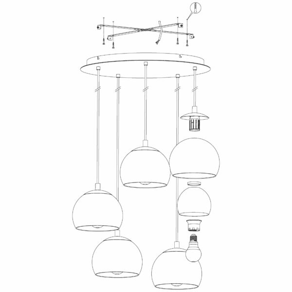 contemporary 5 light copper and clear glass dome cluster pendant light - Stillorgan Decor