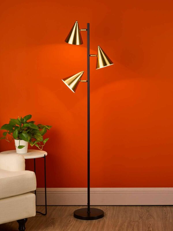 modern versatile 3 light floor lamp finished satin gold matt black - Stillorgan Decor