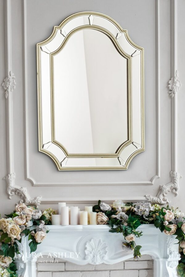 laura ashley braxton rectangle mirror with champagne edging 102 x 71cm - Stillorgan Decor