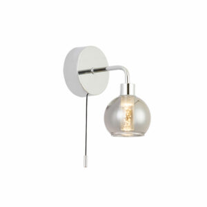 single arm & glass pull chord bathroom wall light polished chrome - Stillorgan Decor