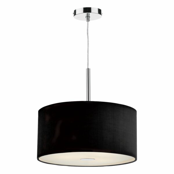 contemporary micro pleated 40cm shaded pendant black - Stillorgan Decor