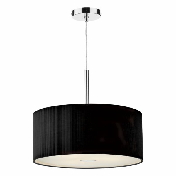 contemporary micro pleated 60cm shaded pendant black - Stillorgan Decor