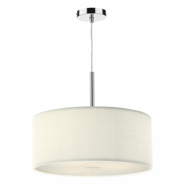 contemporary micro pleated 60cm shaded pendant cream - Stillorgan Decor