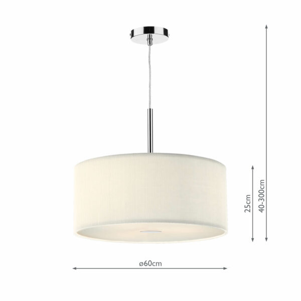 contemporary micro pleated 60cm shaded pendant cream - Stillorgan Decor