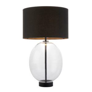 oval glass touch table lamp matt black - Stillorgan Decor