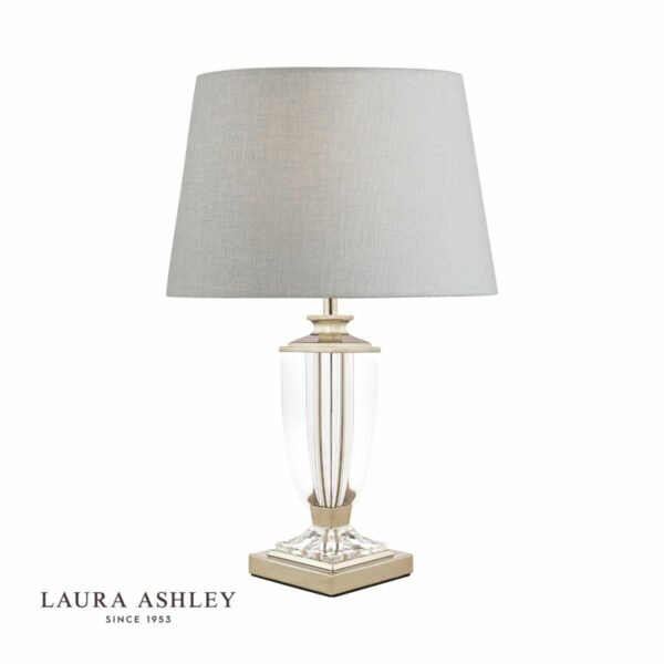 laura ashley carson small table lamp polished nickel & crystal w/shade - Stillorgan Decor