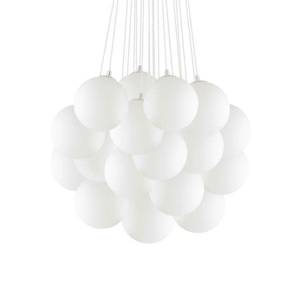 modern opal globe 11 light cluster pendant with white detail - Stillorgan Decor