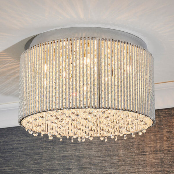 opulent flush crystal ceiling light - Stillorgan Decor