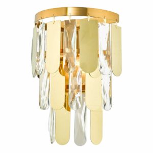 scallop shape polished gold and crystal wall light - Stillorgan Decor