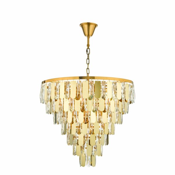 scallop shape polished gold and crystal 12 light chandelier - Stillorgan Decor