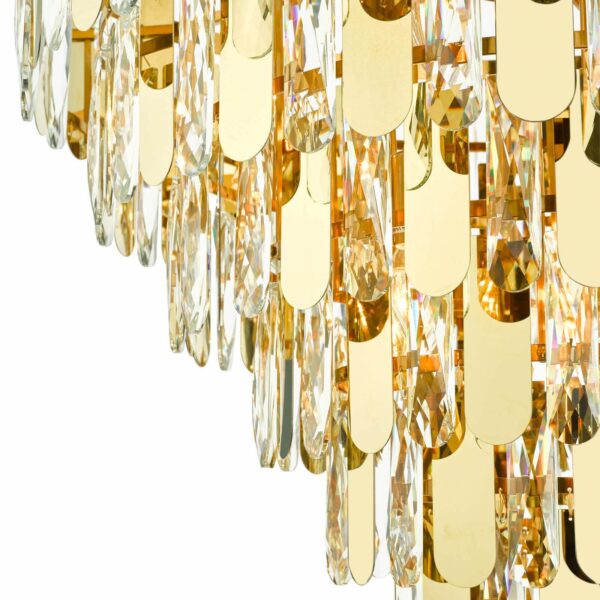 scallop shape polished gold and crystal 12 light chandelier - Stillorgan Decor