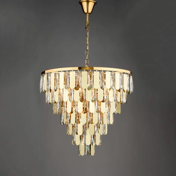 scallop shape polished gold and crystal 12 light chandelier - Stillorgan Decor