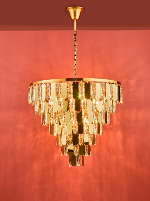 scallop shape polished gold and crystal 12 light chandelier - Stillorgan Decor