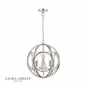 laura ashley orbital 3lt pendant polished nickel - Stillorgan Decor