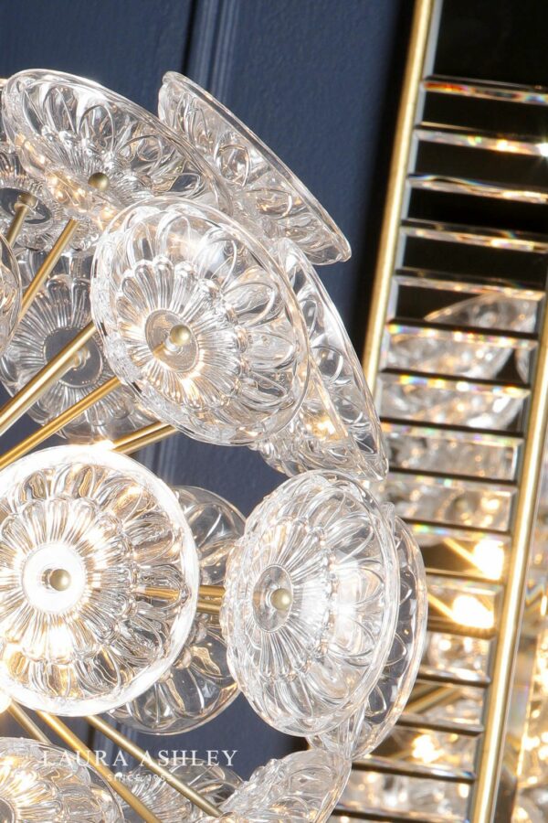 laura ashley elwick 6 light pendant textured glass antique brass - Stillorgan Decor