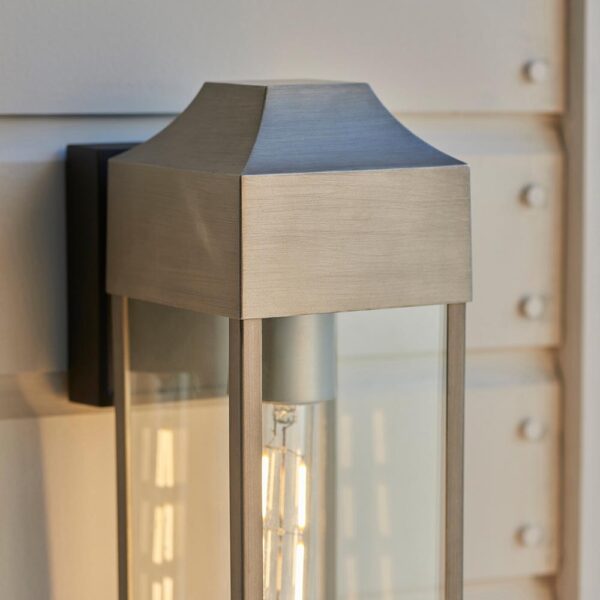 modern aged pewter rectangle lantern wall light - Stillorgan Decor