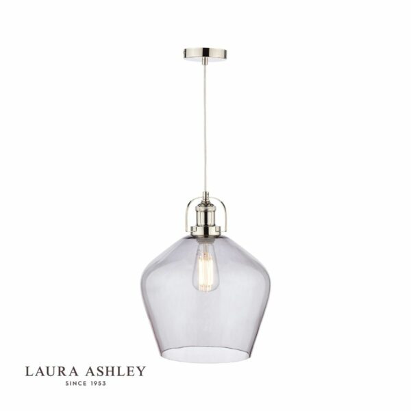 laura ashley rye pendant polished nickel smoked glass - Stillorgan Decor