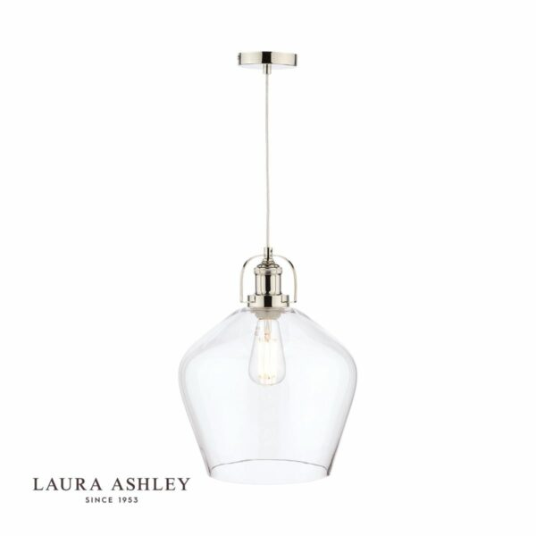 laura ashley rye pendant polished nickel clear glass - Stillorgan Decor