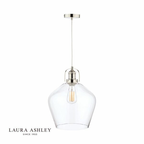 laura ashley rye pendant polished nickel clear glass - Stillorgan Decor