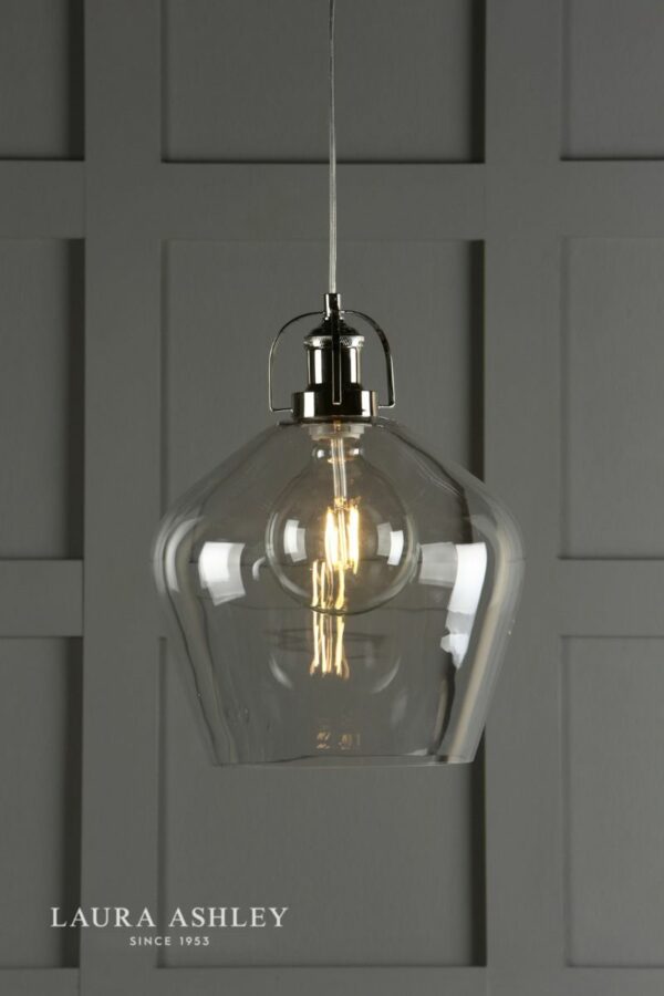 laura ashley rye pendant polished nickel clear glass - Stillorgan Decor