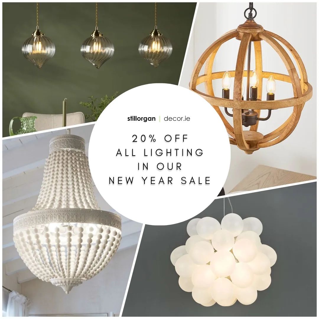 Save 20% on all lighting including  at stillorgandecor.ie in our New Year Sale! 💡